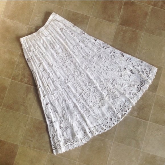 Vintage Dresses & Skirts - Long Lace Beaded Vintage Skirt